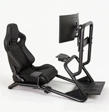 Racing Game Steering Wheel Stand Simulator Seat Bracket – Compatible with Moza R5/R9, Includes Shifter and Handbrake Mounts