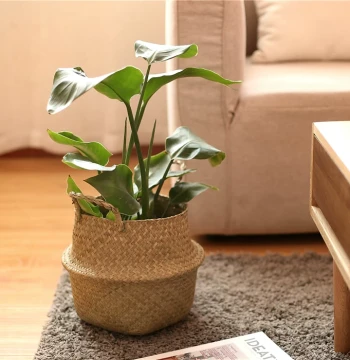 Ins Nordic Handwoven Flower Pot Straw Storage Basket Pastoral Rattan Decor Floor Standing Creative Indoor Large Flower Basket