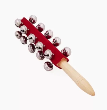 21-Bell Red Velvet Stick Bell, Orff Percussion Teaching Aid, Hand Shake Bell String Bell