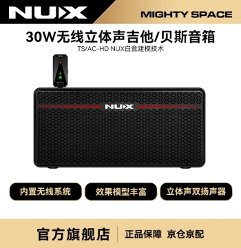 NUX MIGHTY SPACE Portable Electric Guitar and Bass Amplifier with Charging, Bluetooth, Built-in Effects, and Drum Machine
