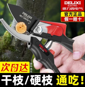 Delixi Electric Gardening Shears, Pruning Scissors for Fruit Trees, Floral Art, Thick Branches, and Grafting
