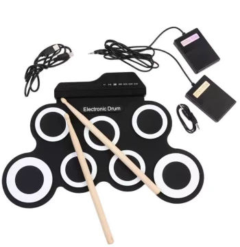 Roll-Up USB Electronic Drum Kit - Portable Foldable Silicone Practice Drum Set for Jazz Drums