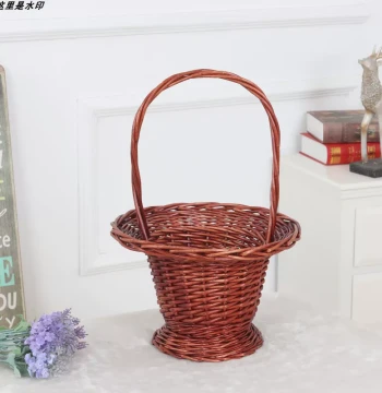 Dance Basket, Willow Woven Flower Basket, Grass Woven Wedding Basket, Prop Basket, Rattan Handle Basket, Bamboo Woven Performance Small Basket