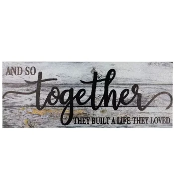 Wall Sign Wood Together Hanging Decor Plaque Rustic
