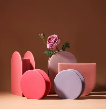 Morandi Color Geometric Nordic Ceramic Vase, Designer Showroom Creative Soft Decoration Ornament
