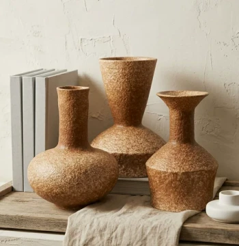 Ceramic Vase in Wabi-Sabi Style - Creative Retro Home Decor for Entryway, Living Room, or Desktop