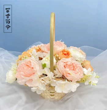 Woven Rattan and Bamboo Dance Basket for Floral Arrangements, Square Dancing, and Performance Props
