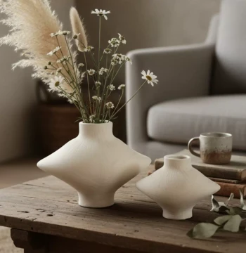 European Creative Ceramic Brushed Vase Ornament for Home Living Room, Niche Decor for Homestays, Hotels, and Showrooms