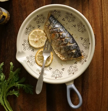Retro Japanese Style Single Handle Ceramic Plate Household