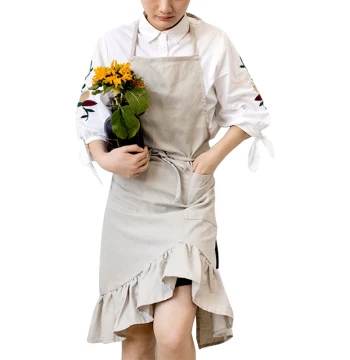Cotton Linen Garden Apron Solid Color Housekeeping