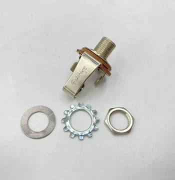 Authentic EPI Electric Guitar and Bass Open Jack Socket with Solder Points, Short Jack, Silver Finish