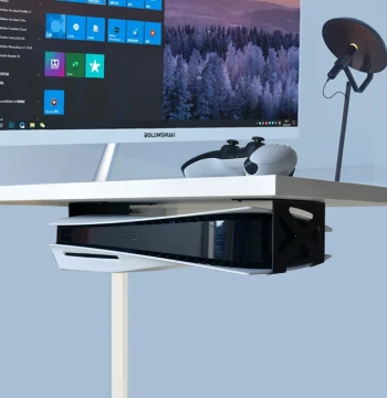 PS5 Under-Desk Horizontal Stand Storage Rack for PS5 Slim/Pro, Space-Saving Console Holder