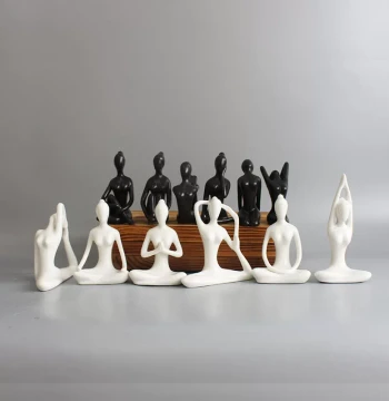 Eryi White Porcelain Yoga Figure Ornament, Abstract Art Minimalist Luxury Decor for Meditation