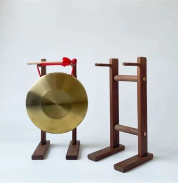 Solid Wood Gong Stand with Q-Style Desktop Gong Hanger
