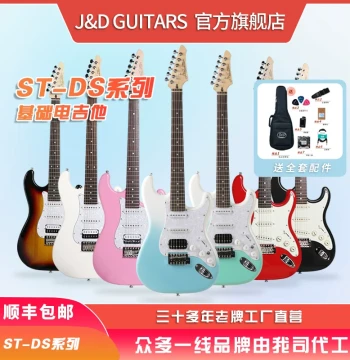 J&D DS-ST10H ST Electric Guitar for Beginners with Tremolo Bar and Rounded Frets, Unisex, Free Shipping