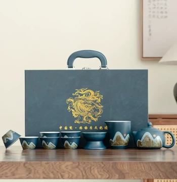 Qingshan Opening Celebration Complete Ceramic Practical Ancient-Style Tea Set, Corporate Anniversary Business Commemorative Gift