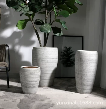 Ceramic Flower Pot for Home and Courtyard Display, Extra Large Tall Floor Planter, Creative Coarse Pottery Over 50cm
