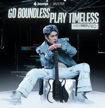 Donner HUSH X LIVE PRO Modular Guitar - MIYAVI Collaboration with Quick-Release Amp and Headless Portable Design