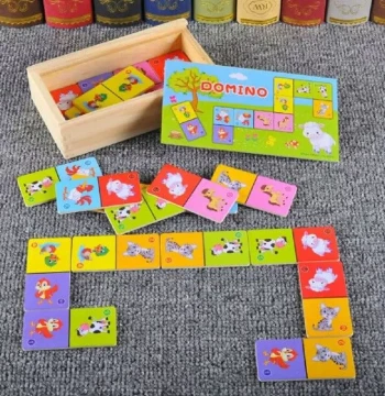 Cognition Domino Montessori Childrens Wooden Toys Board
