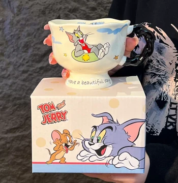 Tom and Jerry Ceramic Coffee Mug Office Mug Water Cup Home Breakfast Cup Birthday Gift
