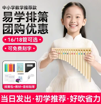 Easy-Learn Panpipe - 16/18 Pipes for Beginners and Professionals, Traditional Instrument for Kids and Students