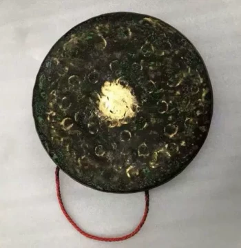 Bronze Old Gong Vintage Copper Gong Lion Dance Awakening Lion Gong High Edge Flat Bottom Resonant Copper Gong Folk Percussion Instrument