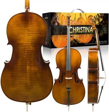 Christina EC26 Cello, Handcrafted Professional Instrument for Adults & Children, Exam-Grade Cello