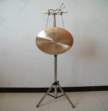 Adjustable Height Hook Gong Stand, Foldable, Lift-Adjustable, Thickened Stainless Steel Gong and Drum Instrument Copper Gong Stand for Large Gongs