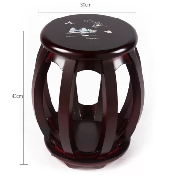 Solid Wood Guzheng Round Stool - Plain and Printed Styles, Durable Y-Style Instrument Bench