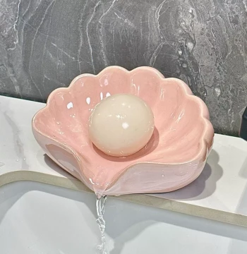 Draining Soap Dish Home No-Drill Hand Wash Soap Holder Bathroom Soap Rack Creative Ceramic