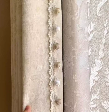Morris Flower French Curtain Lace Trim with Silk Thread, Wooden Beads, and Water-Soluble Embroidery Accessories for High-End Textile Edge Decoration