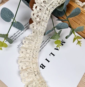 100% Cotton Hollow Lace Elastic Trim - Wrinkled Knitted Lace for DIY Clothing, Skirts, Cuffs, and Hair Accessories (Gift Box)