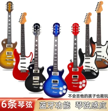 Playable Electric Guitar and Simulated Bass Instrument for Kids - Rock Performance Prop and Photo Decor