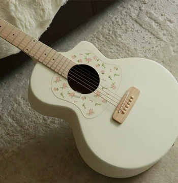 Cream-Colored Solid Top Acoustic Guitar for Students, Beginners, Girls, and Children, Available in 36-inch and 41-inch Sizes