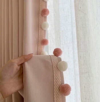 New Curtain Lace Trim, French Style Cute Pink-White Pom-Pom Decorative Edge, Home Textile Accessory Sold by Cut