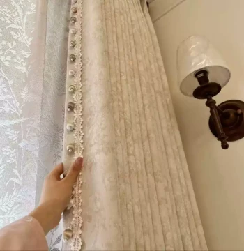 New High-Quality Curtain Lace Trim with Morris Pearl and Wooden Beads
