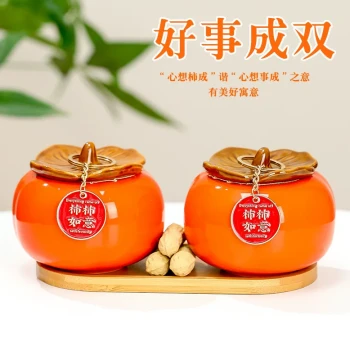 New Chinese-Style Ceramic Decor for Entryway, Featuring Ruyi and Persimmon Motifs