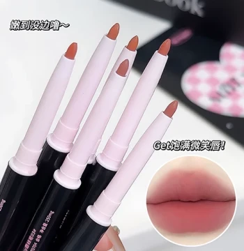Dual-Ended Lip Liner for Defining Lip Shape, Long-Lasting Color, Matte Finish, Portable, Waterproof, Sweatproof, Smudge-Proof