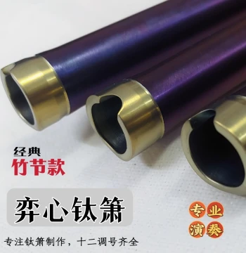 Yixin Xiaofang Master Titanium Xiao Flute - Pure Titanium Alloy Dongxiao with Bamboo Node Design, 8-Hole Professional Performance