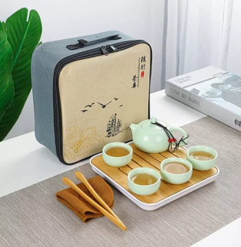 Ding Kiln Xishi Teapot Travel Kung Fu Tea Set - Ceramic One Pot Two Cups Set, Ideal for Business or National Day Gifts