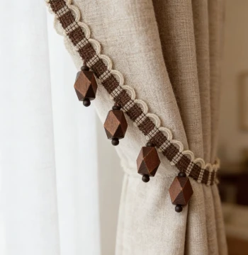 New Wooden Bead Curtain Trim with Tassels for Modern DIY Fabric Decoration