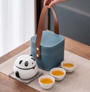 Creative Travel Tea Set Quick Pot Ceramic Three-Cup Cute Gift Box for Corporate White-Collar Business Gifts