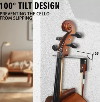 Cello Wall Mount Hook with Bow Holder for Display and Storage
