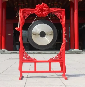 Pure Copper Gong with Stand, Traditional Percussion Instrument for Processions and Grand Openings, Available in 50cm, 60CM, 80cm Sizes with Stand
