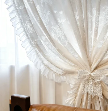 New Window Trim, Plain Satin Ruffled Matte Wood Edge Lace, Available in White, Black, and Beige