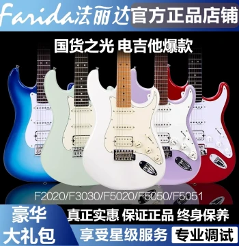 Authentic Farida Electric Guitar Bundle – F2020 Entry-Level, Also Available in F5020, F5051, F3030 Models with Amplifier Package for Beginners
