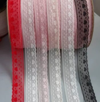 T544# Taiwan-Made Sheer Lace Trim - Delicate Wavy Dot Pattern for Doll Clothes and Garment Accessories
