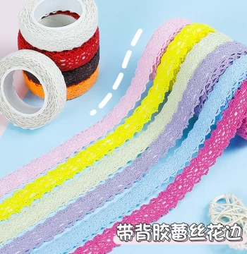 Adhesive-Backed Lace Edge Colored Tape Hollow Cotton DIY Creative Journal Kindergarten Craft Album Decoration