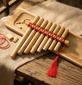 Youyou 8-Tube Natural Bamboo Pan Flute, Handmade Intangible Cultural Heritage Instrument Kit for Children and Students