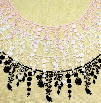 Premium Tassel Water-Soluble Embroidered Lace Trim in Pink, Apricot, Black, White for DIY Clothing and Decor
